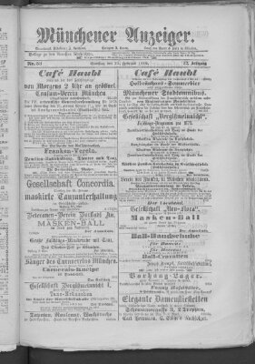 Münchener Anzeiger (Münchner neueste Nachrichten) Samstag 22. Februar 1879