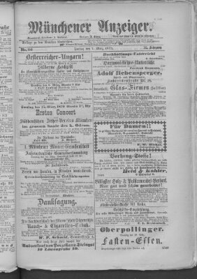 Münchener Anzeiger (Münchner neueste Nachrichten) Freitag 7. März 1879