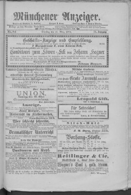 Münchener Anzeiger (Münchner neueste Nachrichten) Dienstag 25. März 1879