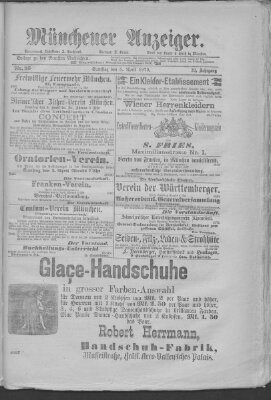 Münchener Anzeiger (Münchner neueste Nachrichten) Samstag 5. April 1879