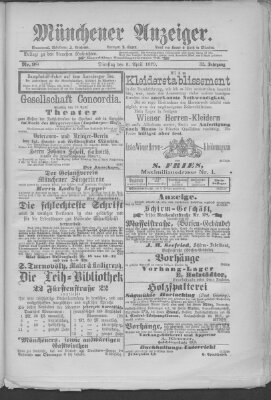 Münchener Anzeiger (Münchner neueste Nachrichten) Dienstag 8. April 1879