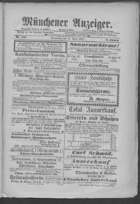 Münchener Anzeiger (Münchner neueste Nachrichten) Donnerstag 10. April 1879