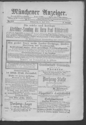 Münchener Anzeiger (Münchner neueste Nachrichten) Mittwoch 16. April 1879