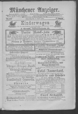 Münchener Anzeiger (Münchner neueste Nachrichten) Donnerstag 17. April 1879