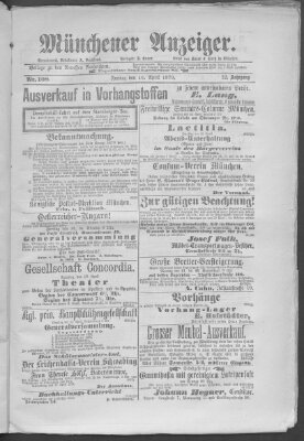 Münchener Anzeiger (Münchner neueste Nachrichten) Freitag 18. April 1879