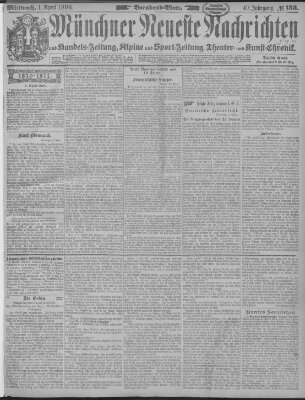 Münchner neueste Nachrichten Mittwoch 1. April 1896