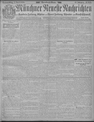 Münchner neueste Nachrichten Donnerstag 2. April 1896