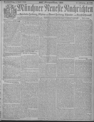 Münchner neueste Nachrichten Donnerstag 2. April 1896