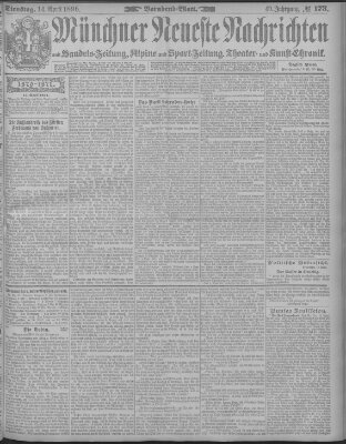 Münchner neueste Nachrichten Dienstag 14. April 1896