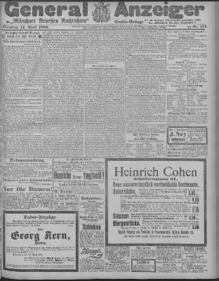 Münchner neueste Nachrichten Dienstag 14. April 1896