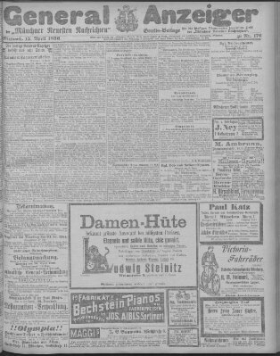 Münchner neueste Nachrichten Mittwoch 15. April 1896