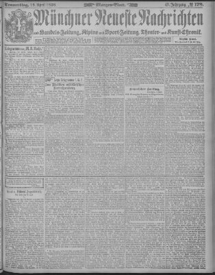 Münchner neueste Nachrichten Donnerstag 16. April 1896