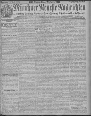 Münchner neueste Nachrichten Sonntag 19. April 1896