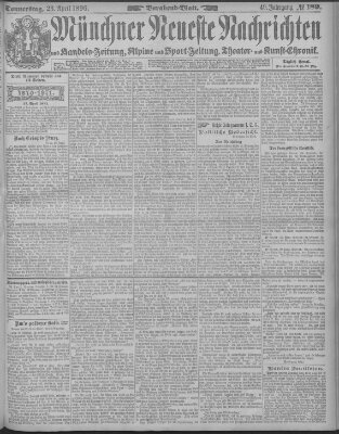 Münchner neueste Nachrichten Donnerstag 23. April 1896