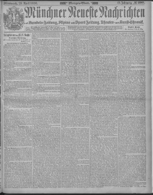 Münchner neueste Nachrichten Mittwoch 29. April 1896