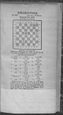 Schach-Zeitung (Münchner neueste Nachrichten) Sonntag 28. Februar 1904