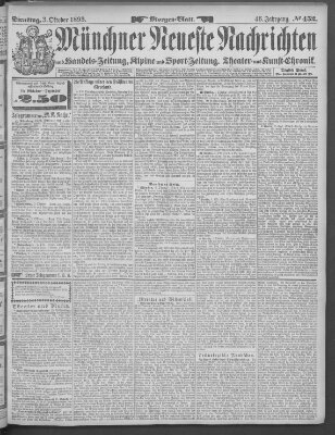 Münchner neueste Nachrichten Dienstag 3. Oktober 1893