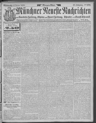 Münchner neueste Nachrichten Mittwoch 4. Oktober 1893