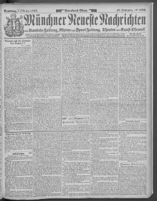 Münchner neueste Nachrichten Samstag 7. Oktober 1893