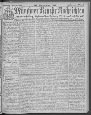 Münchner neueste Nachrichten Samstag 7. Oktober 1893