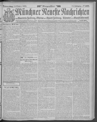 Münchner neueste Nachrichten Donnerstag 12. Oktober 1893