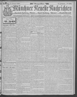 Münchner neueste Nachrichten Dienstag 17. Oktober 1893