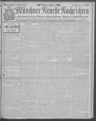 Münchner neueste Nachrichten Donnerstag 19. Oktober 1893