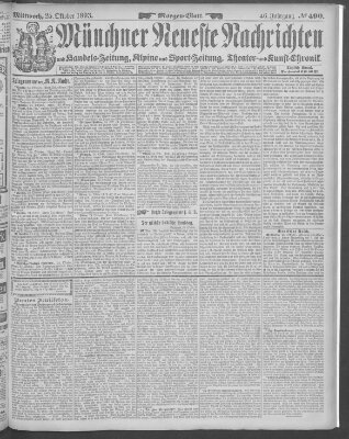 Münchner neueste Nachrichten Mittwoch 25. Oktober 1893