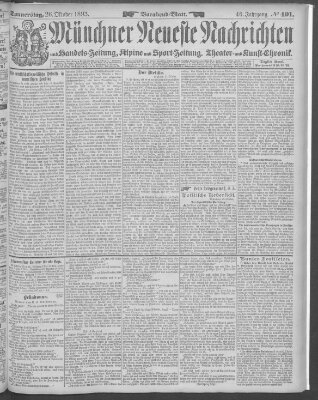 Münchner neueste Nachrichten Donnerstag 26. Oktober 1893