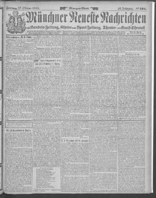 Münchner neueste Nachrichten Freitag 27. Oktober 1893