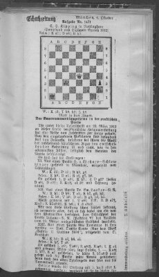 Schach-Zeitung (Münchner neueste Nachrichten) Samstag 4. Oktober 1913