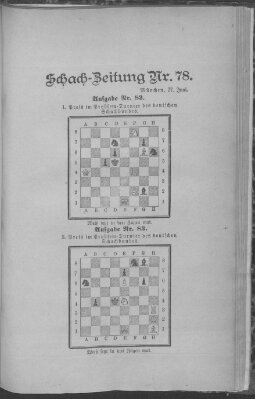 Schach-Zeitung (Münchner neueste Nachrichten) Donnerstag 27. Juni 1889