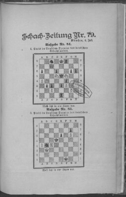 Schach-Zeitung (Münchner neueste Nachrichten) Donnerstag 4. Juli 1889