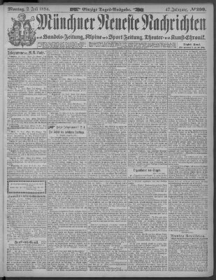 Münchner neueste Nachrichten Montag 2. Juli 1894