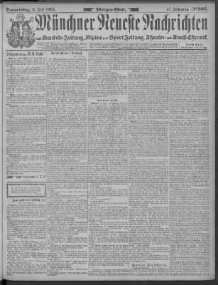 Münchner neueste Nachrichten Donnerstag 5. Juli 1894