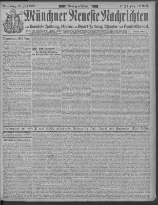 Münchner neueste Nachrichten Dienstag 10. Juli 1894