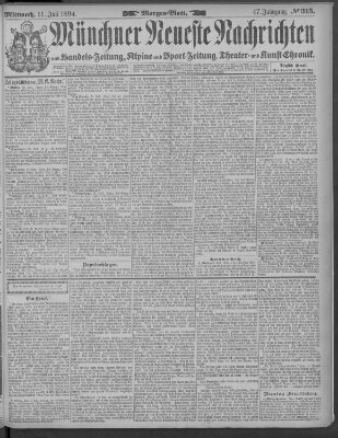 Münchner neueste Nachrichten Mittwoch 11. Juli 1894