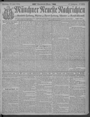 Münchner neueste Nachrichten Freitag 13. Juli 1894