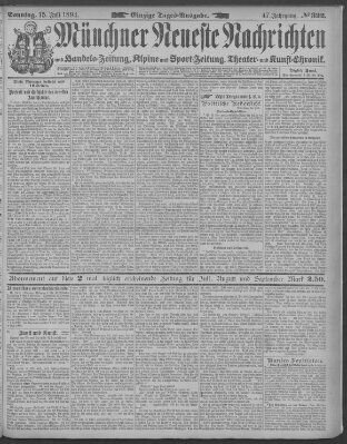 Münchner neueste Nachrichten Sonntag 15. Juli 1894