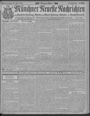 Münchner neueste Nachrichten Donnerstag 19. Juli 1894