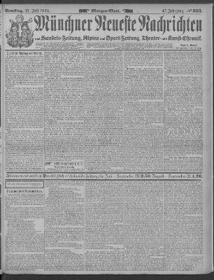 Münchner neueste Nachrichten Samstag 21. Juli 1894