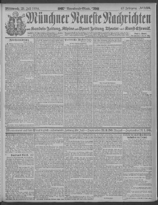 Münchner neueste Nachrichten Mittwoch 25. Juli 1894