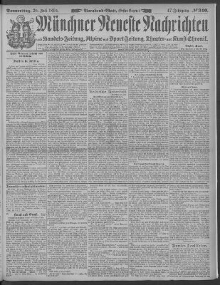 Münchner neueste Nachrichten Donnerstag 26. Juli 1894