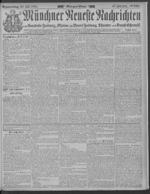 Münchner neueste Nachrichten Donnerstag 26. Juli 1894