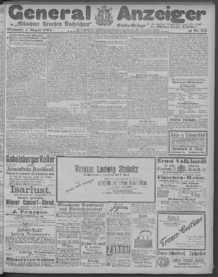 Münchner neueste Nachrichten Mittwoch 1. August 1894