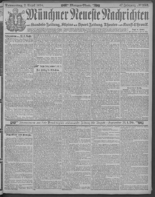 Münchner neueste Nachrichten Donnerstag 2. August 1894