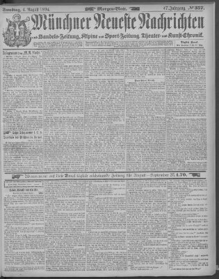 Münchner neueste Nachrichten Samstag 4. August 1894