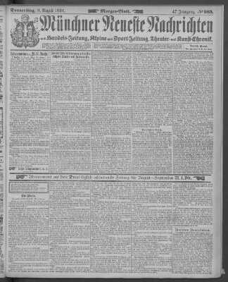 Münchner neueste Nachrichten Donnerstag 9. August 1894