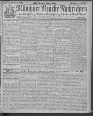 Münchner neueste Nachrichten Freitag 10. August 1894