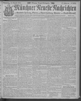 Münchner neueste Nachrichten Sonntag 12. August 1894